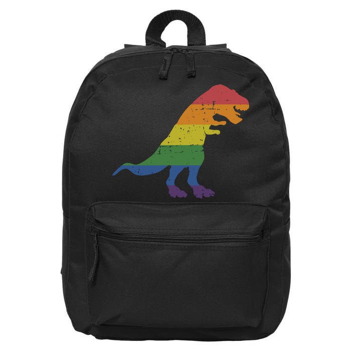 TRex Dinosaur In Rainbow Flag For Pride Month Awareness 16 in Basic Backpack