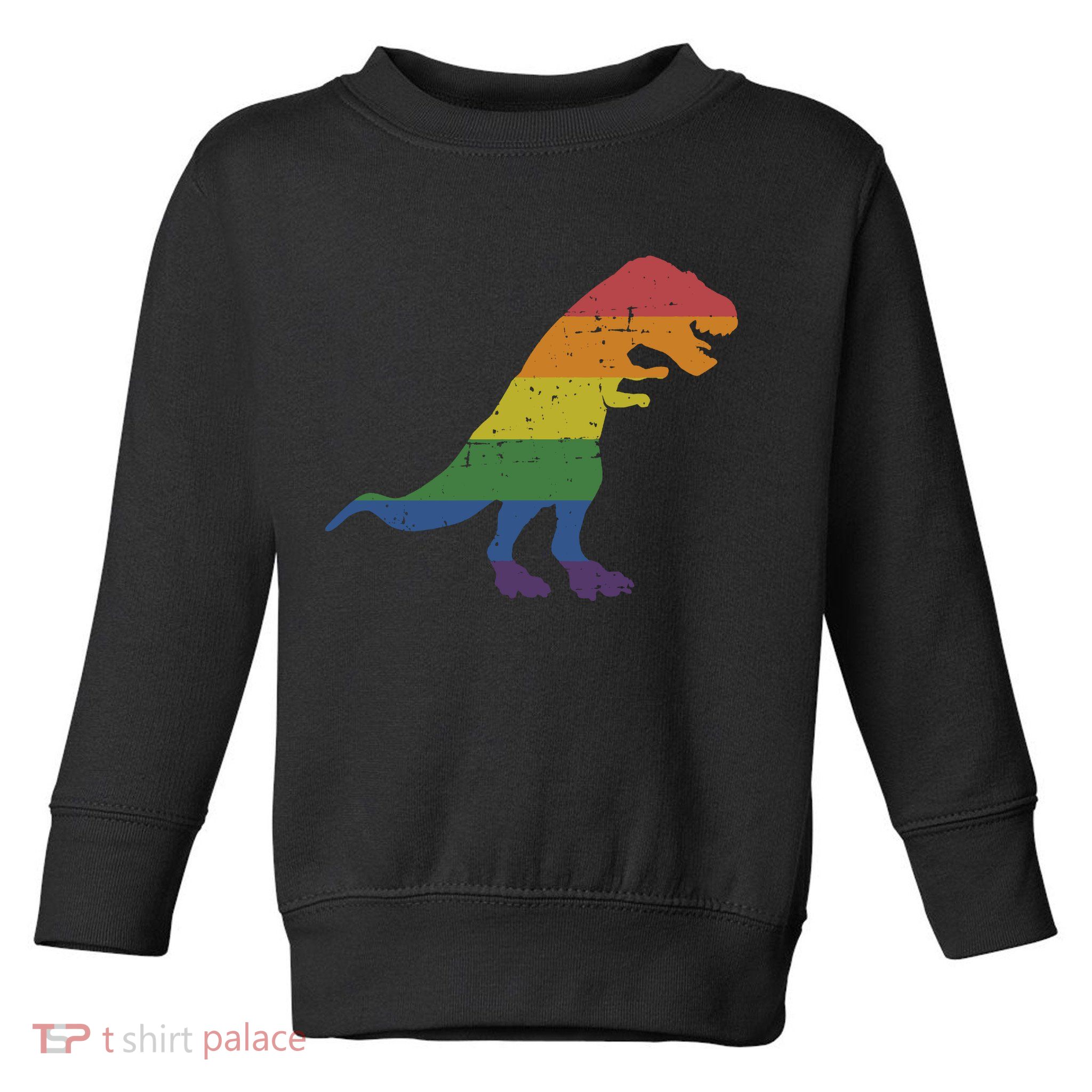 TRex Dinosaur In Rainbow Flag For Pride Month Awareness Toddler Sweatshirt