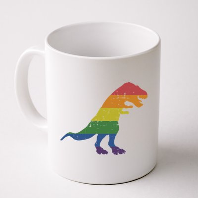 TRex Dinosaur In Rainbow Flag For Pride Month Awareness Mug