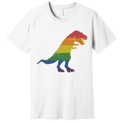 TRex Dinosaur In Rainbow Flag For Pride Month Awareness Premium T-Shirt