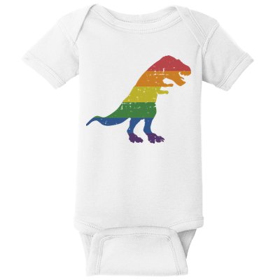 TRex Dinosaur In Rainbow Flag For Pride Month Awareness Baby Bodysuit