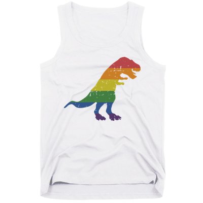 TRex Dinosaur In Rainbow Flag For Pride Month Awareness Tank Top