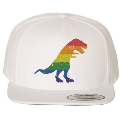 TRex Dinosaur In Rainbow Flag For Pride Month Awareness Wool Snapback Cap