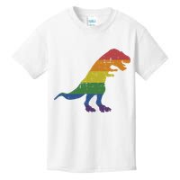 TRex Dinosaur In Rainbow Flag For Pride Month Awareness Kids T-Shirt