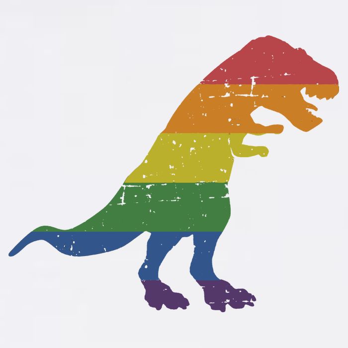 TRex Dinosaur In Rainbow Flag For Pride Month Awareness Kids T-Shirt