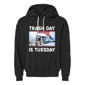 Trash Day Is Tuesday Trump Garbage Truck Love America Garment-Dyed Fleece Hoodie