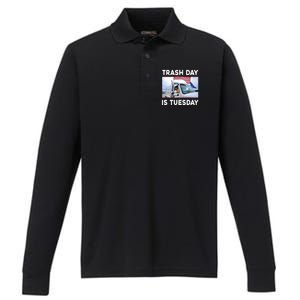 Trash Day Is Tuesday Trump Garbage Truck Love America Performance Long Sleeve Polo