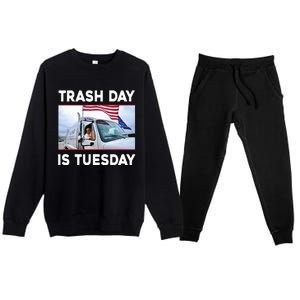 Trash Day Is Tuesday Trump Garbage Truck Love America Premium Crewneck Sweatsuit Set