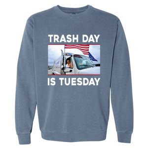 Trash Day Is Tuesday Trump Garbage Truck Love America Garment-Dyed Sweatshirt