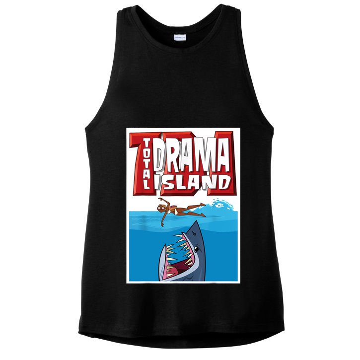 Total Drama Island Shark Logo Ladies PosiCharge Tri-Blend Wicking Tank