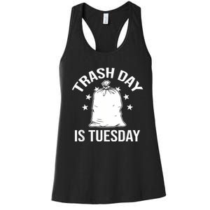 Trash Day Is Tuesday Trump Garbage Trump Retro Trash Truck Women's Racerback Tank