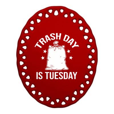 Trash Day Is Tuesday Trump Garbage Trump Retro Trash Truck Ceramic Oval Ornament