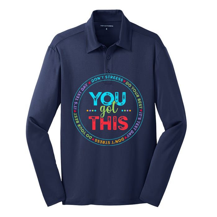 Testing Day ItS Test Day You Got This Teacher Student Silk Touch Performance Long Sleeve Polo