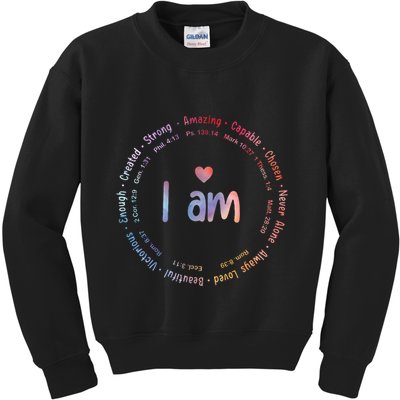 Tie Dye I Am Inspiration Christian Religious Bible Verses Kids Sweatshirt
