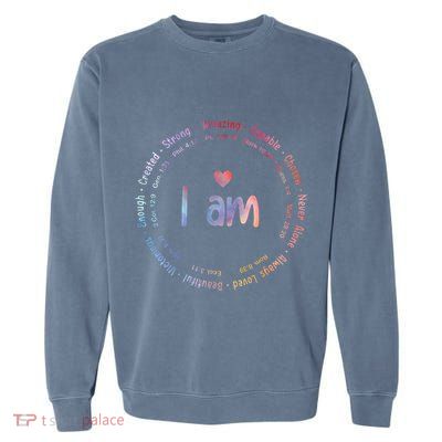 Tie Dye I Am Inspiration Christian Religious Bible Verses Garment-Dyed Sweatshirt