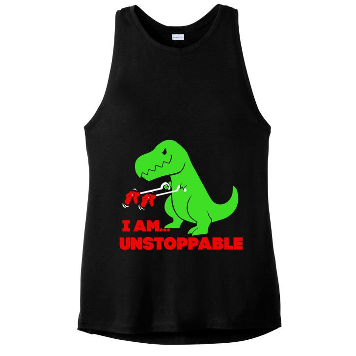 Trex Dinosaur I Am Unstoppable Gifts Xmas Ladies PosiCharge Tri-Blend Wicking Tank