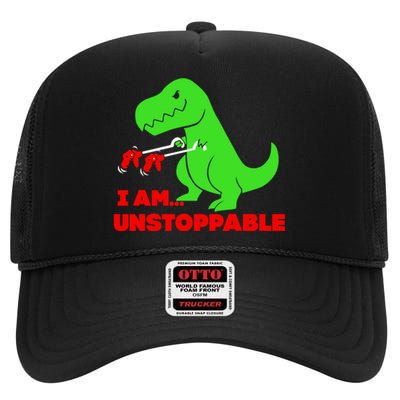 Trex Dinosaur I Am Unstoppable Gifts Xmas High Crown Mesh Back Trucker Hat