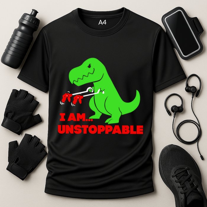 Trex Dinosaur I Am Unstoppable Gifts Xmas Cooling Performance Crew T-Shirt