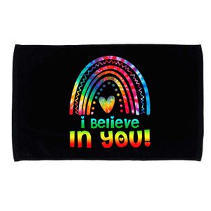 Tie Dye I Believe In You Teacher Rainbow Testing Day Microfiber Hand Towel