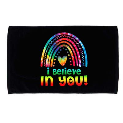 Tie Dye I Believe In You Teacher Rainbow Testing Day Microfiber Hand Towel