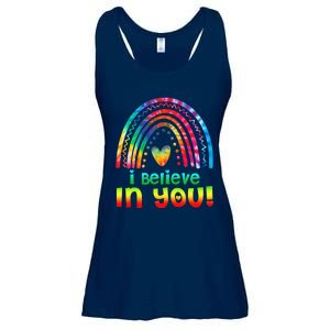 Tie Dye I Believe In You Teacher Rainbow Testing Day Ladies Essential Flowy Tank