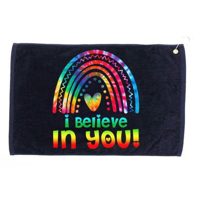 Tie Dye I Believe In You Teacher Rainbow Testing Day Grommeted Golf Towel