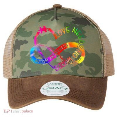 Tie Dye Infinity Heart Love Autism Awareness Needs No Words Legacy Tie Dye Trucker Hat