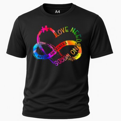 Tie Dye Infinity Heart Love Autism Awareness Needs No Words Performance Shirt