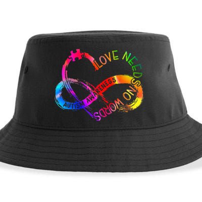 Tie Dye Infinity Heart Love Autism Awareness Needs No Words Sustainable Bucket Hat