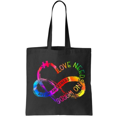 Tie Dye Infinity Heart Love Autism Awareness Needs No Words Bag