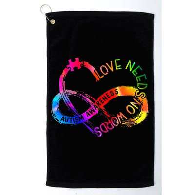 Tie Dye Infinity Heart Love Autism Awareness Needs No Words Golf Towel