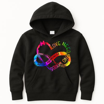 Tie Dye Infinity Heart Love Autism Awareness Needs No Words Kids Hoodie