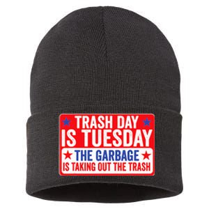 Trash Day Is Tuesday The Garbage Is Taking Out The Trash Sustainable Knit Beanie