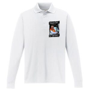 Trash Day Is Tuesday Love America Performance Long Sleeve Polo