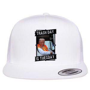 Trash Day Is Tuesday Love America Flat Bill Trucker Hat