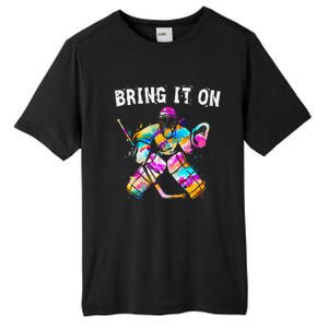 Tie Dye Ice Hockey Player Goalkeeper Ice Hockey Goalie Tall Fusion ChromaSoft Performance T-Shirt