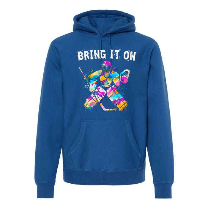 Tie Dye Ice Hockey Player Goalkeeper Ice Hockey Goalie Premium Hoodie