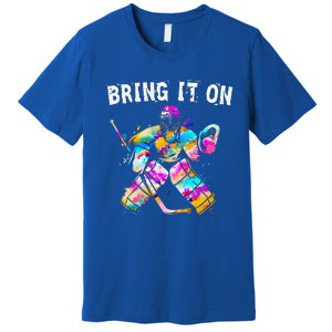 Tie Dye Ice Hockey Player Goalkeeper Ice Hockey Goalie Premium T-Shirt