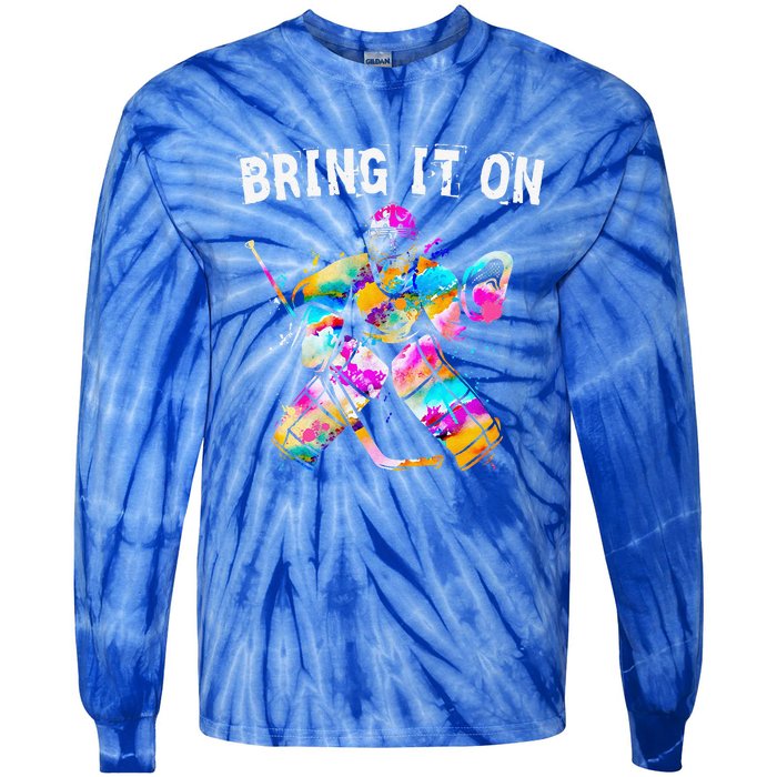 Tie Dye Ice Hockey Player Goalkeeper Ice Hockey Goalie Tie-Dye Long Sleeve Shirt