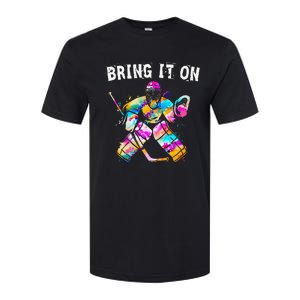 Tie Dye Ice Hockey Player Goalkeeper Ice Hockey Goalie Softstyle CVC T-Shirt