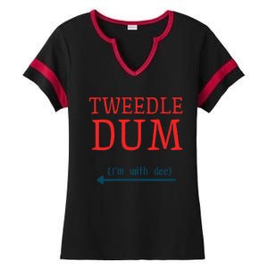 Tweedle Dum IM With Dee Couple & Friends Funny Lazy Costume Gift Ladies Halftime Notch Neck Tee