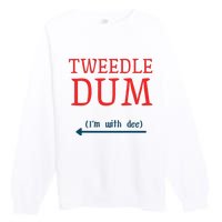 Tweedle Dum IM With Dee Couple & Friends Funny Lazy Costume Gift Premium Crewneck Sweatshirt