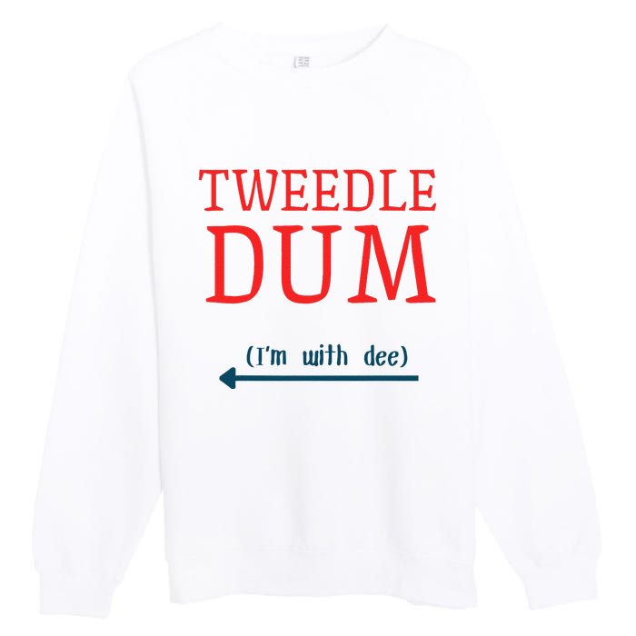 Tweedle Dum IM With Dee Couple & Friends Funny Lazy Costume Gift Premium Crewneck Sweatshirt