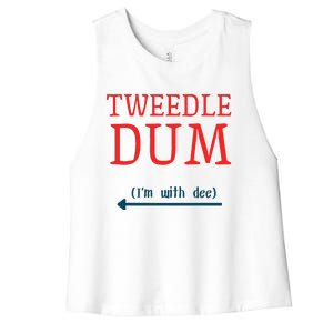 Tweedle Dum IM With Dee Couple & Friends Funny Lazy Costume Gift Women's Racerback Cropped Tank