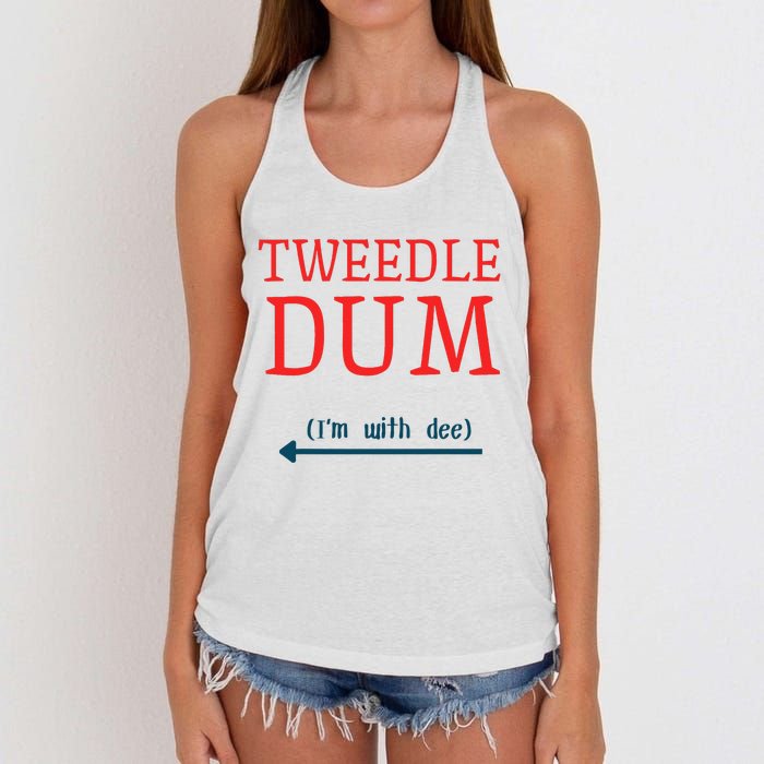 Tweedle Dum IM With Dee Couple & Friends Funny Lazy Costume Gift Women's Knotted Racerback Tank