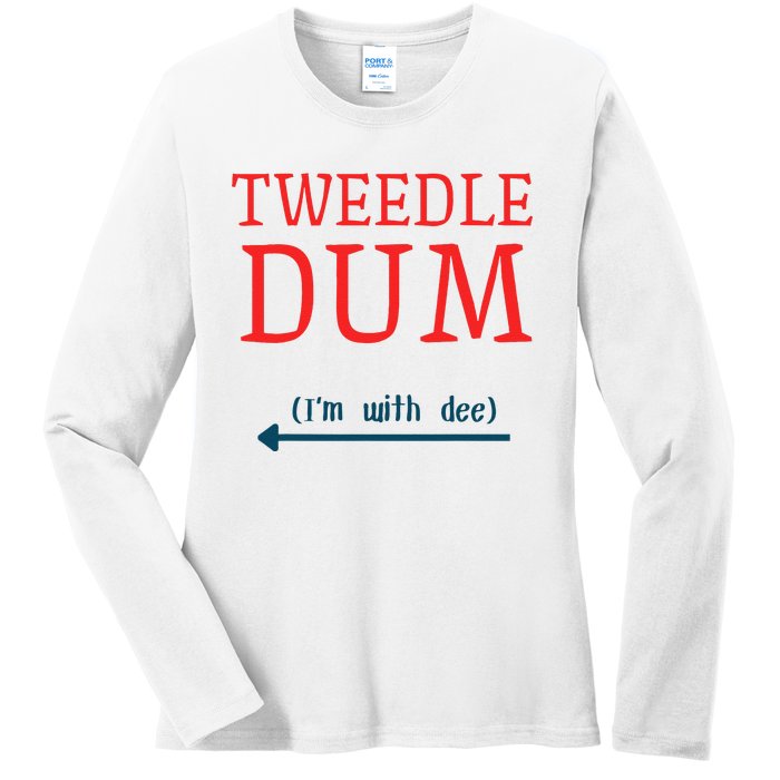 Tweedle Dum IM With Dee Couple & Friends Funny Lazy Costume Gift Ladies Long Sleeve Shirt