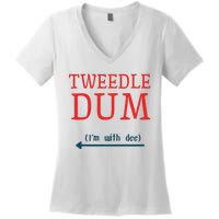 Tweedle Dum IM With Dee Couple & Friends Funny Lazy Costume Gift Women's V-Neck T-Shirt