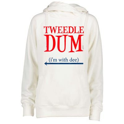 Tweedle Dum IM With Dee Lazy Couple Halloween Costumes Womens Funnel Neck Pullover Hood