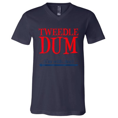 Tweedle Dum IM With Dee Lazy Couple Halloween Costumes V-Neck T-Shirt