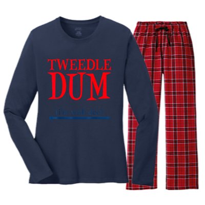 Tweedle Dum IM With Dee Lazy Couple Halloween Costumes Women's Long Sleeve Flannel Pajama Set 